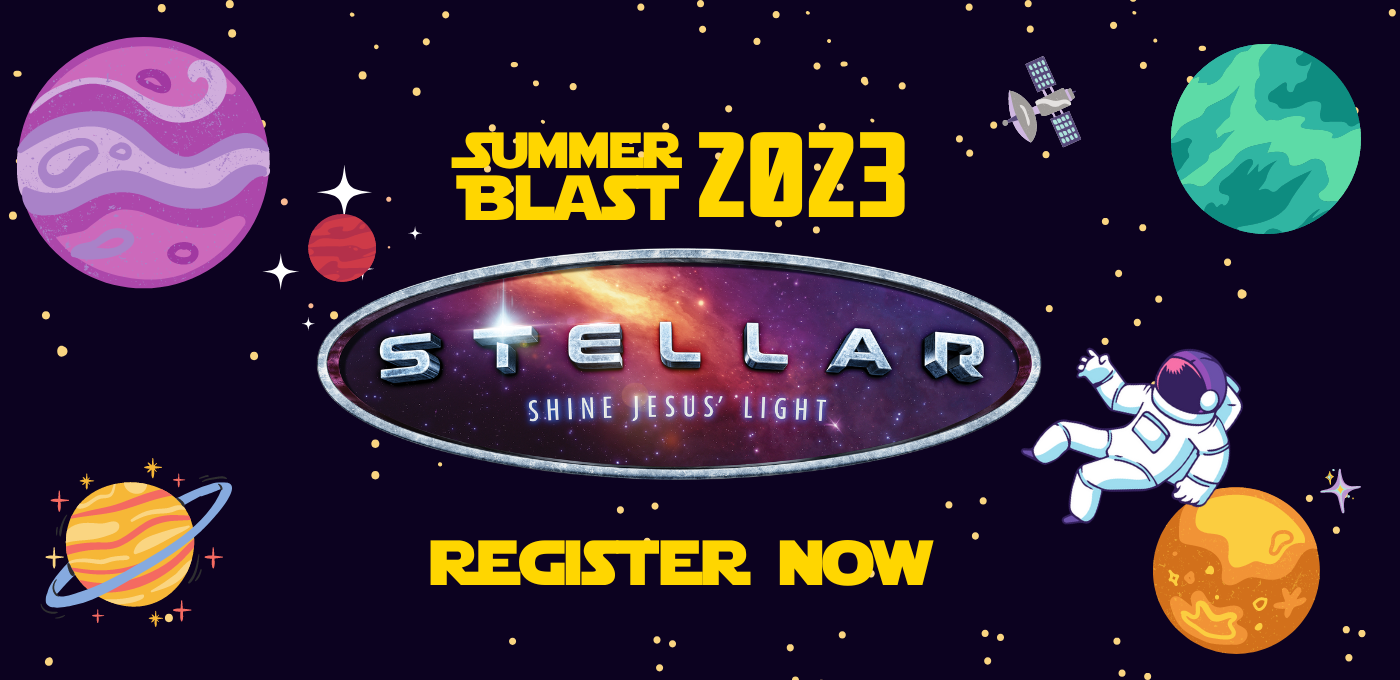 A space themed picture - click to register for our Summer VBS program